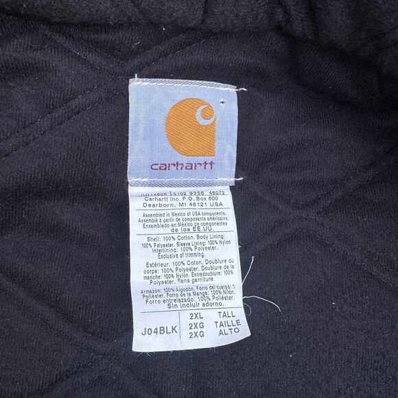 VINTAGE Carhartt J04 Jacket Mens 2XL Tall Black Canvas Hooded Heavy Duty Work - Picture 4 of 4